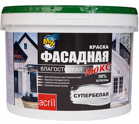 Краска Фасадная Люкс Акриловая ВД-АК-104 4 кг